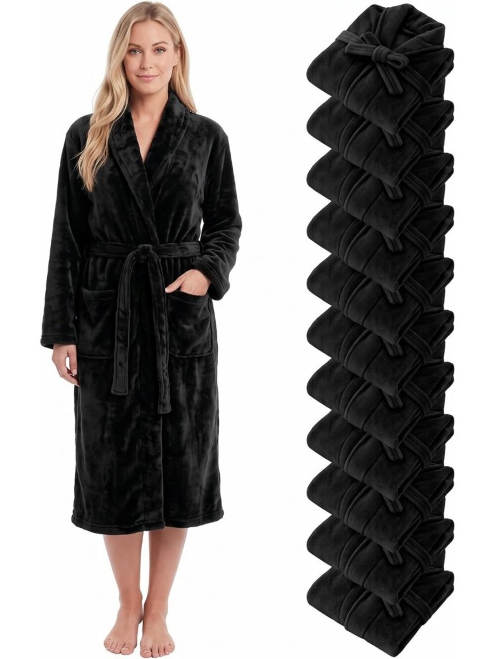 Cozy Plush Long Robe with Shawl Collar | Soft Warm Spa & Hotel Bathrobe